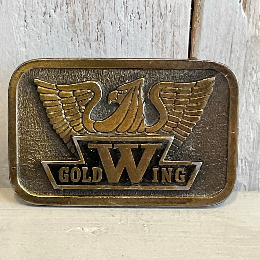 Vintage Hit Line USA Gold Wing Belt Buckle Honda‎ Motorcycle Biker Retro